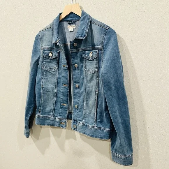 J.Crew Crewcuts Button Front Jean Jacket Blue Youth Girls Classic Crop Size 14 - Picture 4 of 16